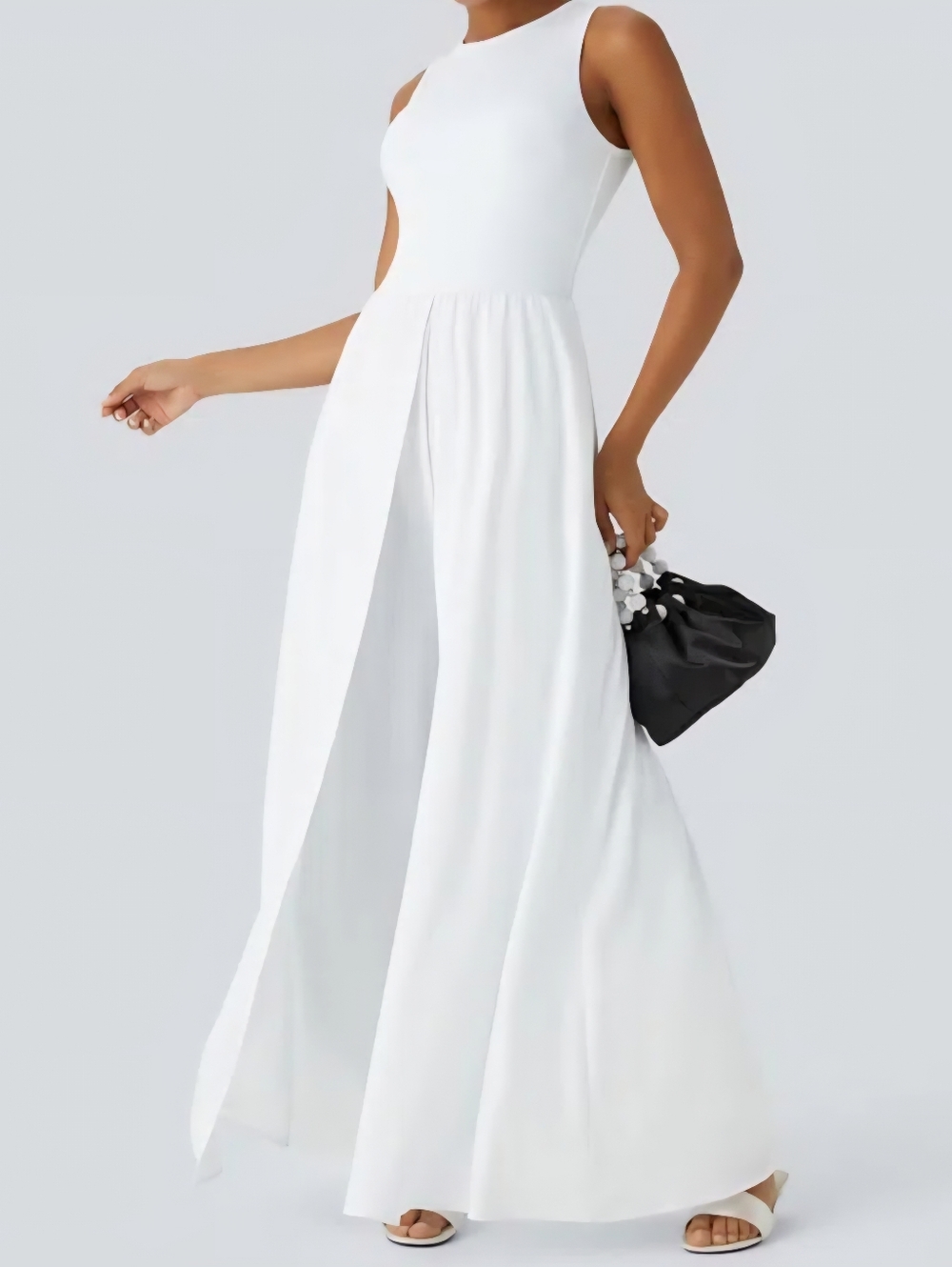 HALARA Sleeveless White Maxi Dress Jumpsuit Size XS